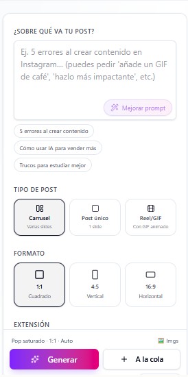 ViralPostMaker en versión móvil