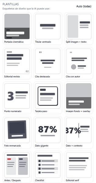 Plantillas disponibles para posts y carruseles en ViralPostMaker