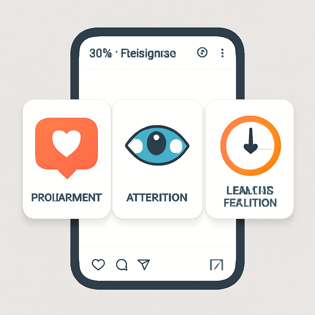 Diagrama conceptual de factores que influyen en la cantidad ideal de slides en un carrusel de Instagram