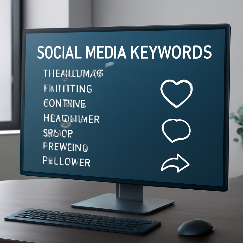 Listado visual de palabras clave que potencian la interacción en Instagram con iconos de redes sociales.