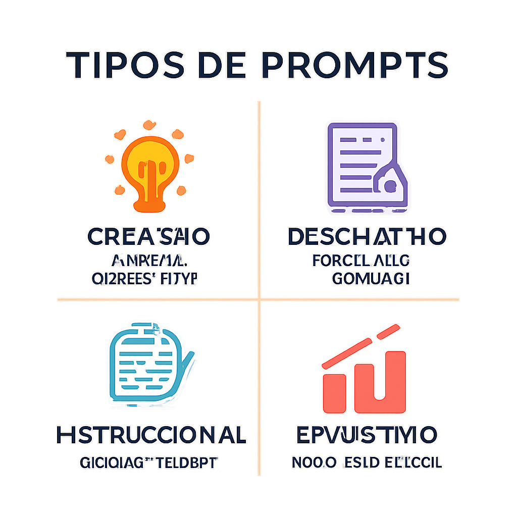 Infografía sobre tipos de prompts para diferentes objetivos creativos en inteligencia artificial