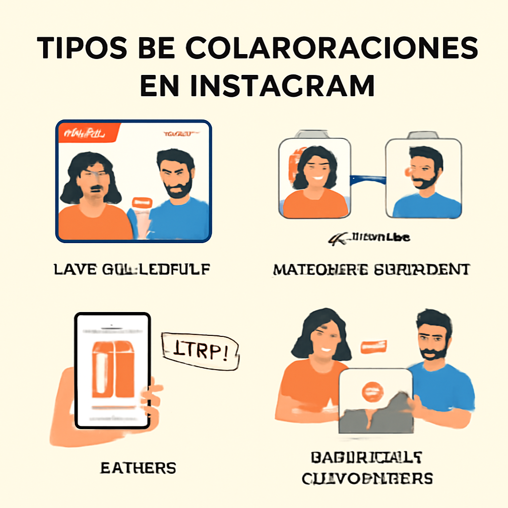 Diferentes tipos de colaboraciones efectivas para Instagram representadas gráficamente