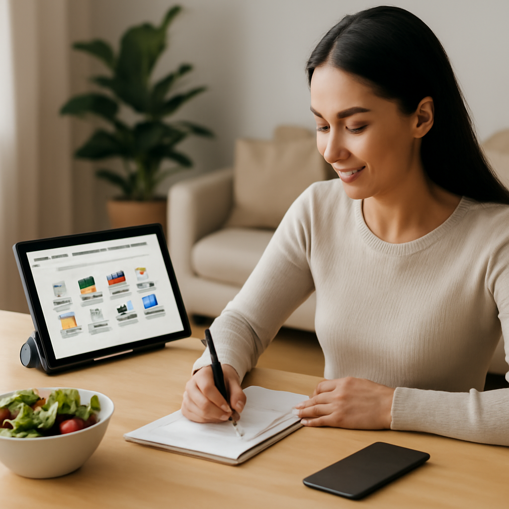 Persona usando sistema saludable para mantener constancia en publicaciones digitales